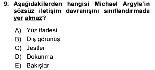 Kültürlerarası İletişim 2017-2018 Dönem Sonu Sınavı - 9. soru