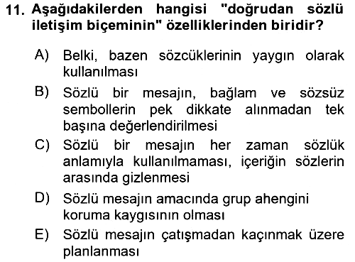 Kültürlerarası İletişim 2017-2018 Dönem Sonu Sınavı - 11. soru