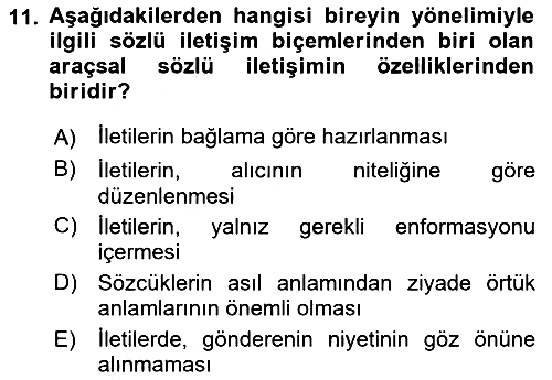 Kültürlerarası İletişim 2018-2019 Dönem Sonu Sınavı - 11. soru