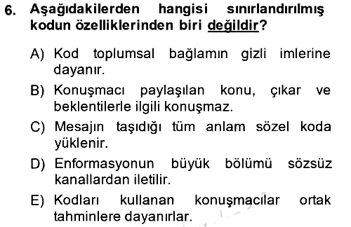 Kültürlerarası İletişim 2013-2014 Tek Ders Sınavı - 6. soru