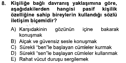 Kültürlerarası İletişim 2013-2014 Tek Ders Sınavı - 8. soru