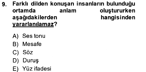 Kültürlerarası İletişim 2013-2014 Tek Ders Sınavı - 9. soru