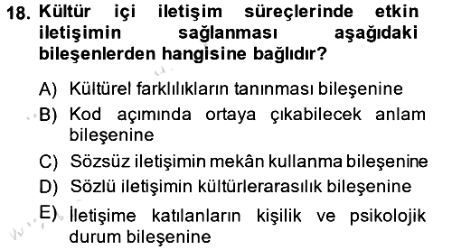Kültürlerarası İletişim 2014-2015 Tek Ders Sınavı - 18. soru