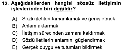 Kültürlerarası İletişim 2015-2016 Tek Ders Sınavı - 12. soru