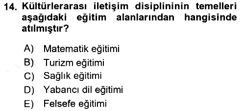 Kültürlerarası İletişim 2015-2016 Tek Ders Sınavı - 14. soru