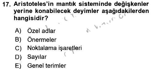 Mantığın Gelişimi 2016-2017 Ara Sınav - 17. soru