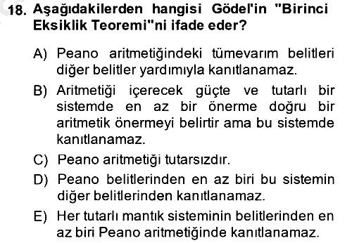Mantığın Gelişimi 2013-2014 Dönem Sonu Sınavı - 18. soru