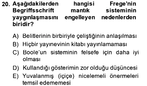 Mantığın Gelişimi 2014-2015 Dönem Sonu Sınavı - 20. soru