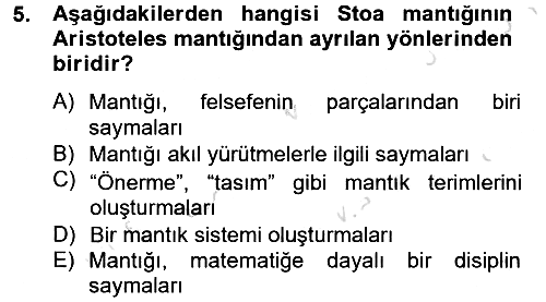 Mantığın Gelişimi 2014-2015 Tek Ders Sınavı - 5. soru