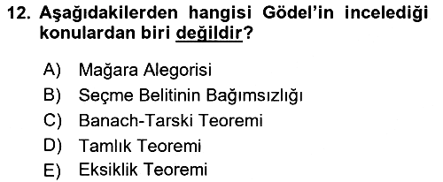 Mantığın Gelişimi 2018-2019 Yaz Okulu Sınavı - 12. soru