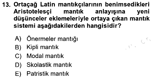 Mantığın Gelişimi 2023-2024 Yaz Okulu Sınavı - 13. soru