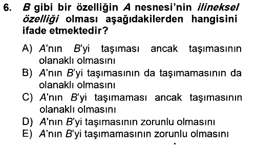 Metafizik 2012-2013 Ara Sınav - 6. soru