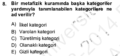 Metafizik 2013-2014 Ara Sınav - 8. soru