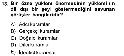 Metafizik 2013-2014 Ara Sınav - 13. soru