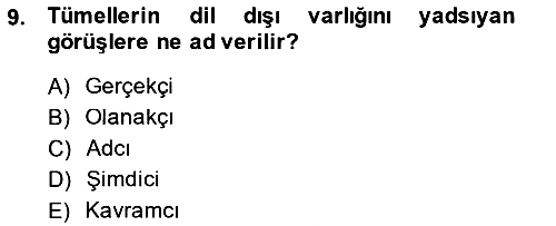 Metafizik 2014-2015 Ara Sınav - 9. soru