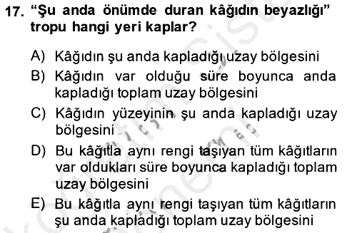 Metafizik 2014-2015 Ara Sınav - 17. soru