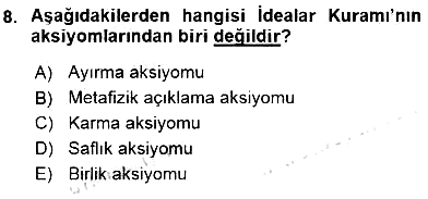 Metafizik 2015-2016 Ara Sınav - 8. soru