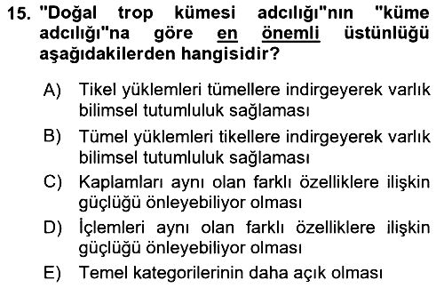 Metafizik 2016-2017 Ara Sınav - 15. soru