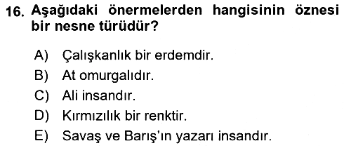 Metafizik 2016-2017 Ara Sınav - 16. soru