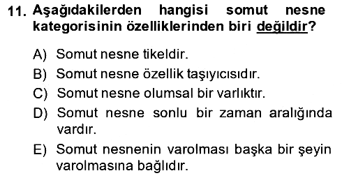 Metafizik 2013-2014 Dönem Sonu Sınavı - 11. soru