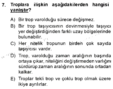 Metafizik 2014-2015 Dönem Sonu Sınavı - 7. soru