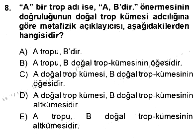 Metafizik 2014-2015 Dönem Sonu Sınavı - 8. soru