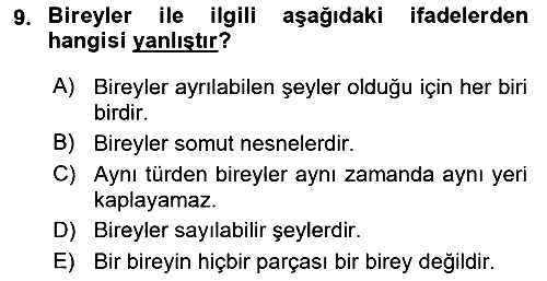 Metafizik 2015-2016 Dönem Sonu Sınavı - 9. soru