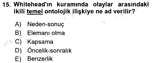 Metafizik 2015-2016 Dönem Sonu Sınavı - 15. soru