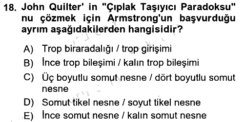 Metafizik 2015-2016 Dönem Sonu Sınavı - 18. soru