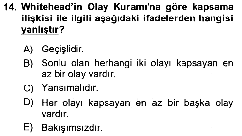 Metafizik 2016-2017 Dönem Sonu Sınavı - 14. soru