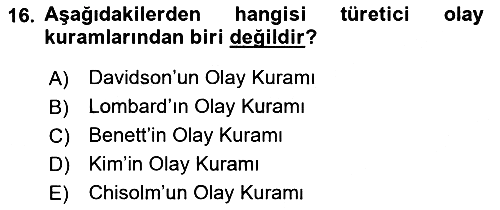 Metafizik 2016-2017 Dönem Sonu Sınavı - 16. soru