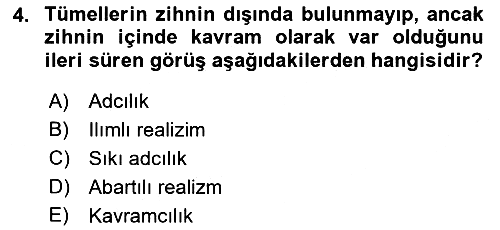 Metafizik 2017-2018 Dönem Sonu Sınavı - 4. soru