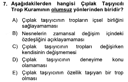 Metafizik 2017-2018 Dönem Sonu Sınavı - 7. soru