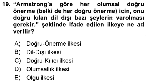 Metafizik 2018-2019 Dönem Sonu Sınavı - 19. soru