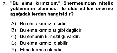 Metafizik 2018-2019 Yaz Okulu Sınavı - 7. soru