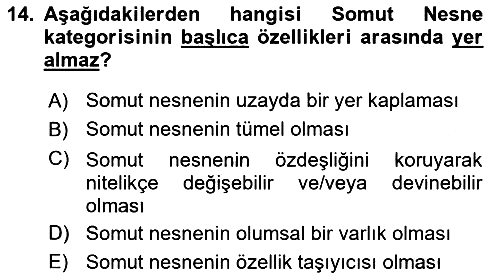 Metafizik 2021-2022 Yaz Okulu Sınavı - 14. soru