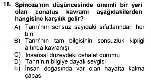 Modern Felsefe 1 2012-2013 Ara Sınav - 18. soru