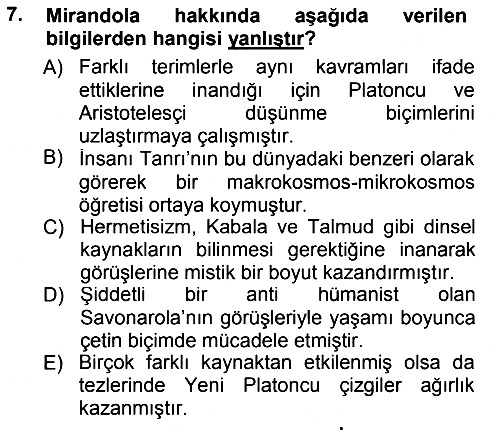 Modern Felsefe 1 2014-2015 Ara Sınav - 7. soru
