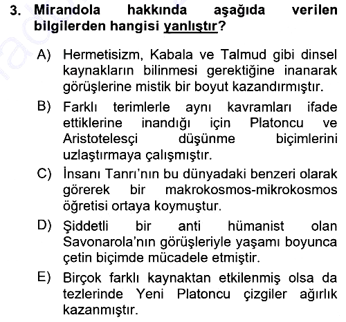 Modern Felsefe 1 2015-2016 Ara Sınav - 3. soru