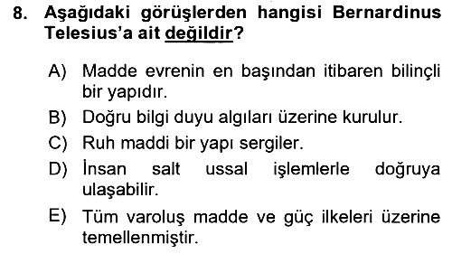 Modern Felsefe 1 2015-2016 Ara Sınav - 8. soru