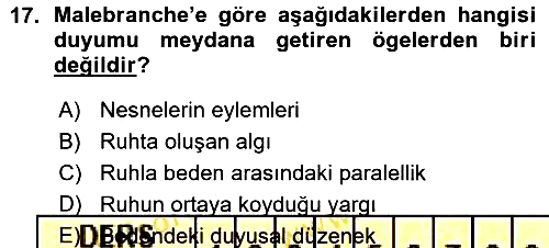 Modern Felsefe 1 2015-2016 Ara Sınav - 17. soru