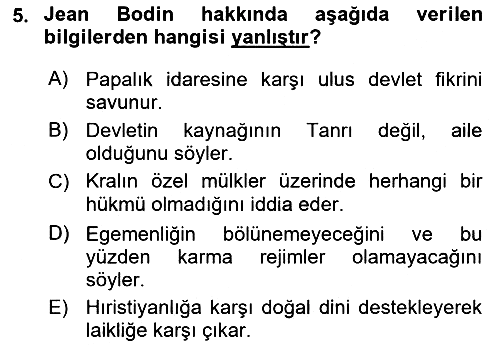 Modern Felsefe 1 2016-2017 Ara Sınav - 5. soru