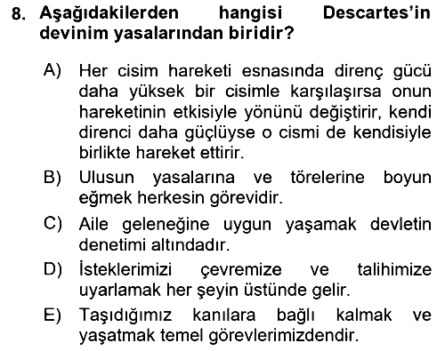 Modern Felsefe 1 2023-2024 Ara Sınav - 8. soru