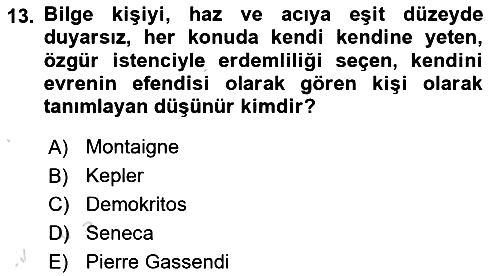 Modern Felsefe 1 2023-2024 Ara Sınav - 13. soru
