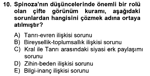 Modern Felsefe 1 2012-2013 Dönem Sonu Sınavı - 10. soru