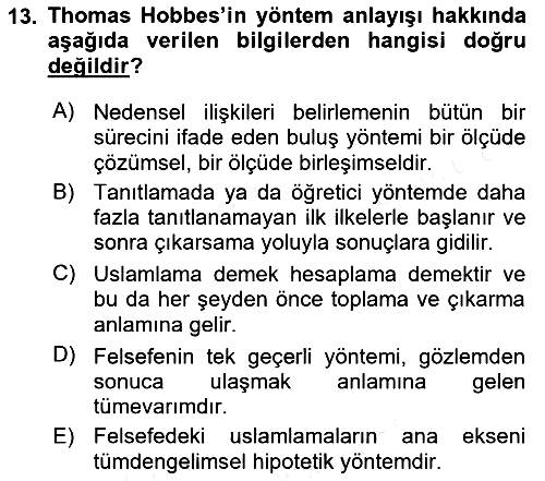 Modern Felsefe 1 2016-2017 Dönem Sonu Sınavı - 13. soru