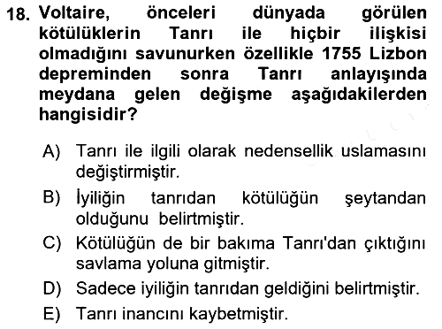 Modern Felsefe 1 2017-2018 Dönem Sonu Sınavı - 18. soru