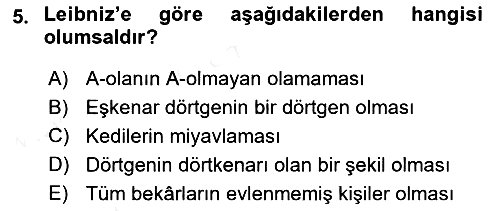 Modern Felsefe 1 2018-2019 Dönem Sonu Sınavı - 5. soru