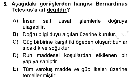 Modern Felsefe 1 2019-2020 Dönem Sonu Sınavı - 5. soru