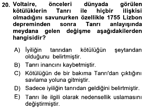 Modern Felsefe 1 2019-2020 Dönem Sonu Sınavı - 20. soru